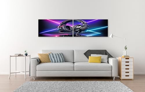 islandburner Bild auf Leinwand Futuristisches Gaming-Headset mit Neonlicht-Akzenten - 2-teilig Bild 2