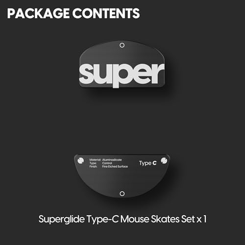 Superglide Glas-Maus-Skates – konsistent steuerbares Gleiten, polierte runde Kanten, super ausgewogene Gaming-Mausfüße mit robuster Sohle für Pulsar Susanto-X Pro Serie (Typ-C, Schwarz) Bild 5