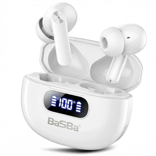 BaSBa In-Ear Bluetooth 5.4 Kopfhörer TWS mit HiFi Stereo Bass, ENC Mikrofon, LED Display, USB-C Ladecase, IPX4, Touch Control, 5-8h Akku S50 Bild 1
