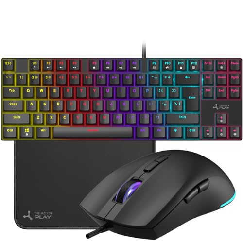 Play METIS Gaming-Set – Mechanische TAYGETE S Tastatur mit Red Switch RGB Anti-Ghosting + HELIKE Maus 3600 DPI HUANO + Mauspad, 12 Funktionstasten, kabelgebunden, Schwarz Bild 1