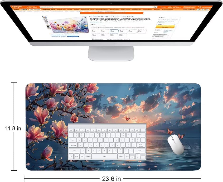 Schreibtischunterlage Blau Mauspad XXL 150x80cm Mousepad Meer Gaming Mauspad mit Nicht rutschender Unterlage, Vernähte Kanten WassXerdicht Anti-Rutsch Maus Pad für PC, MacBook, Laptop, Office F0-731 Bild 2