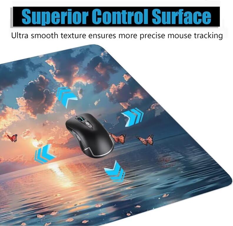 Schreibtischunterlage Blau Mauspad XXL 150x80cm Mousepad Meer Gaming Mauspad mit Nicht rutschender Unterlage, Vernähte Kanten WassXerdicht Anti-Rutsch Maus Pad für PC, MacBook, Laptop, Office F0-731 Bild 5