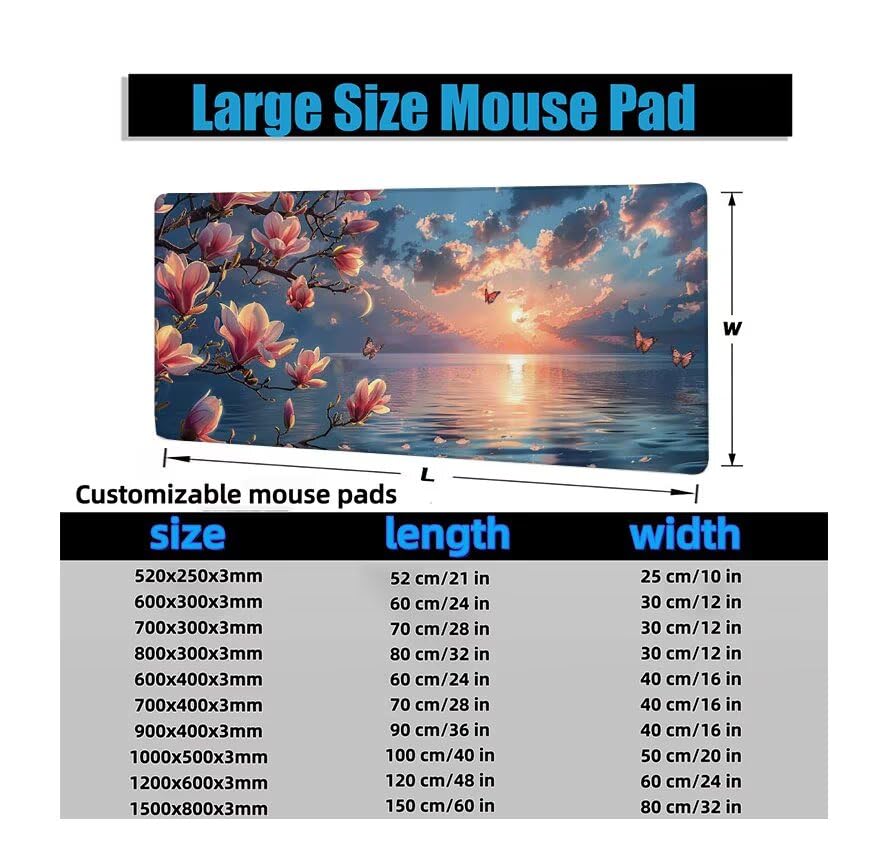 Schreibtischunterlage Blau Mauspad XXL 150x80cm Mousepad Meer Gaming Mauspad mit Nicht rutschender Unterlage, Vernähte Kanten WassXerdicht Anti-Rutsch Maus Pad für PC, MacBook, Laptop, Office F0-731 Bild 6