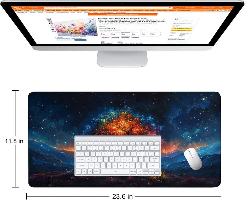 Schreibtischunterlage Blau Mauspad XXL 150x80cm Mousepad Anlage Gaming Mauspad mit Nicht rutschender Unterlage, Vernähte Kanten WassXerdicht Anti-Rutsch Maus Pad für Laptop, Office Geschenke F0-788 Bild 2