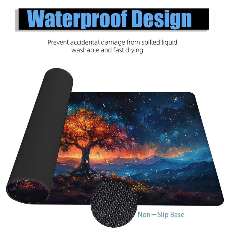 Schreibtischunterlage Blau Mauspad XXL 150x80cm Mousepad Anlage Gaming Mauspad mit Nicht rutschender Unterlage, Vernähte Kanten WassXerdicht Anti-Rutsch Maus Pad für Laptop, Office Geschenke F0-788 Bild 4