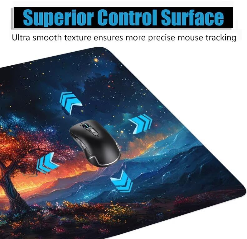 Schreibtischunterlage Blau Mauspad XXL 150x80cm Mousepad Anlage Gaming Mauspad mit Nicht rutschender Unterlage, Vernähte Kanten WassXerdicht Anti-Rutsch Maus Pad für Laptop, Office Geschenke F0-788 Bild 5