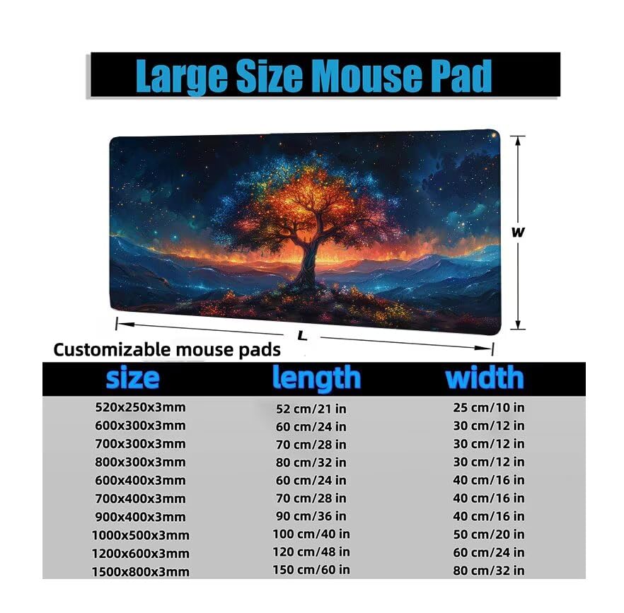 Schreibtischunterlage Blau Mauspad XXL 150x80cm Mousepad Anlage Gaming Mauspad mit Nicht rutschender Unterlage, Vernähte Kanten WassXerdicht Anti-Rutsch Maus Pad für Laptop, Office Geschenke F0-788 Bild 6