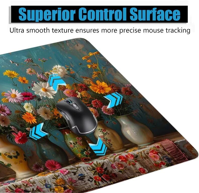 Schreibtischunterlage Vase Mauspad XXL 150x80cm Mousepad Anlage Gaming Mauspad mit Nicht rutschender Unterlage, Vernähte Kanten WassXerdicht Anti-Rutsch Maus Pad für Laptop, Office Geschenke F0-791 Bild 5