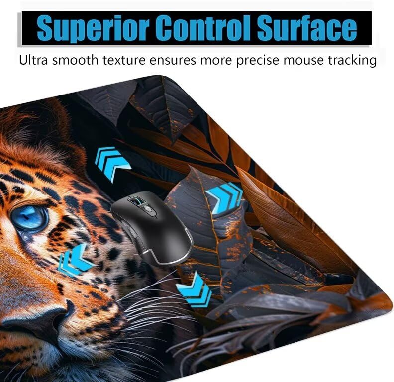 Schreibtischunterlage Tiger Mauspad XXL 150x80cm Mousepad Niedlich Gaming Mauspad mit Nicht rutschender Unterlage, Vernähte Kanten WassXerdicht Anti-Rutsch Maus Pad für PC, Office Geschenke F0-713 Bild 5
