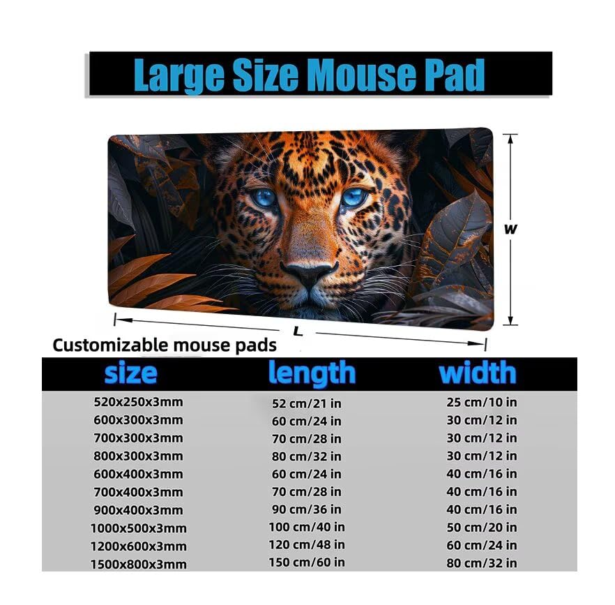 Schreibtischunterlage Tiger Mauspad XXL 150x80cm Mousepad Niedlich Gaming Mauspad mit Nicht rutschender Unterlage, Vernähte Kanten WassXerdicht Anti-Rutsch Maus Pad für PC, Office Geschenke F0-713 Bild 6