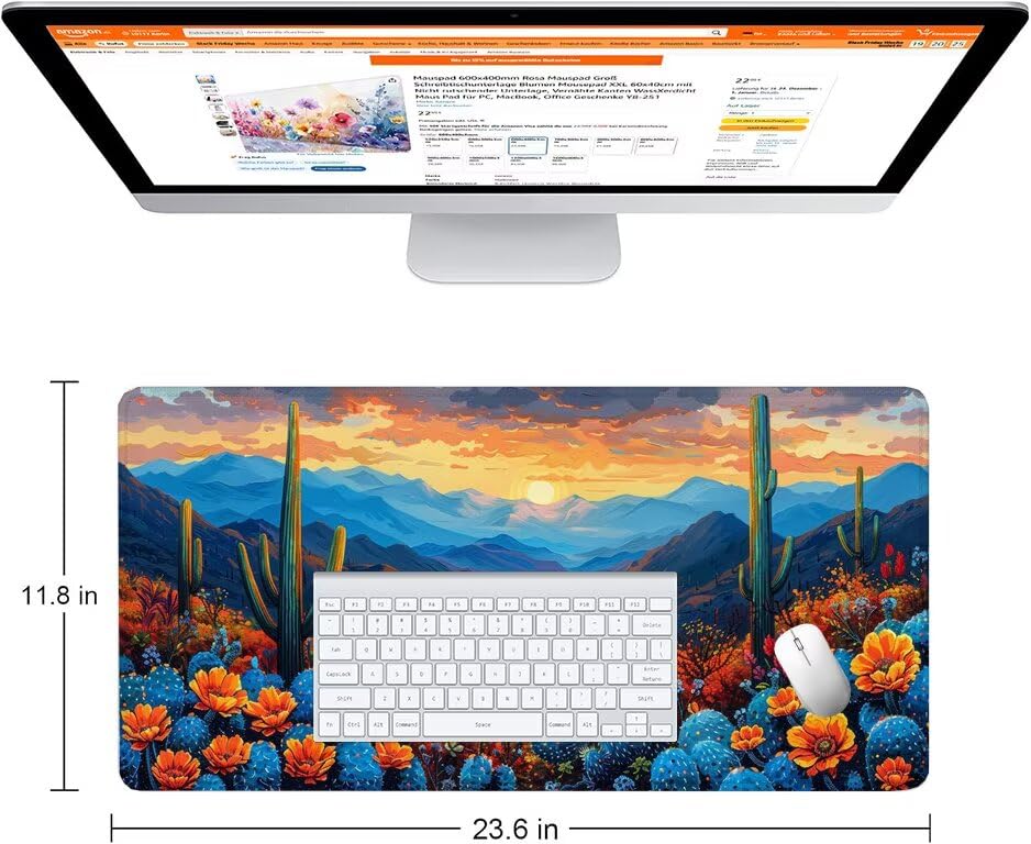 Schreibtischunterlage Wüste Mauspad XXL 150x80cm Mousepad Berg Gaming Mauspad mit Nicht rutschender Unterlage, Vernähte Kanten WassXerdicht Anti-Rutsch Maus Pad für Laptop, Office Geschenke F0-716 Bild 2