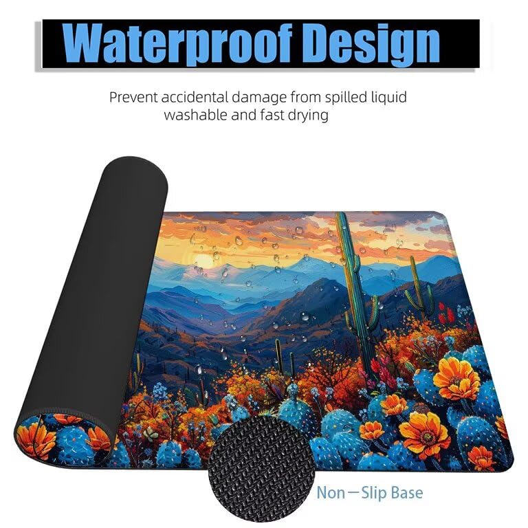 Schreibtischunterlage Wüste Mauspad XXL 150x80cm Mousepad Berg Gaming Mauspad mit Nicht rutschender Unterlage, Vernähte Kanten WassXerdicht Anti-Rutsch Maus Pad für Laptop, Office Geschenke F0-716 Bild 4