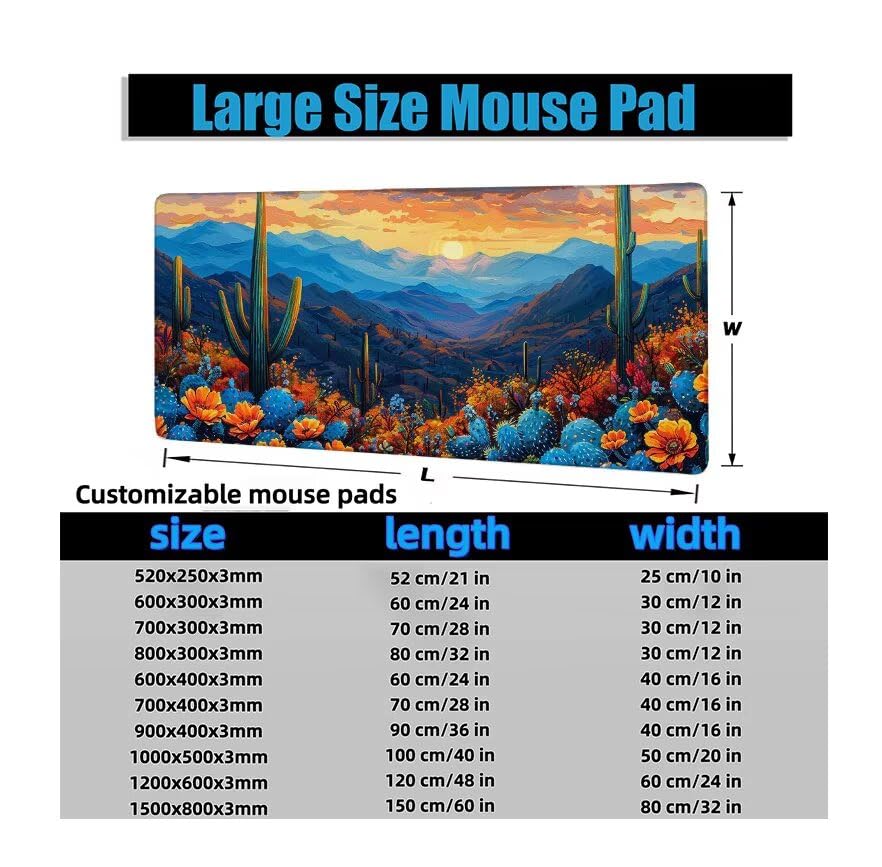 Schreibtischunterlage Wüste Mauspad XXL 150x80cm Mousepad Berg Gaming Mauspad mit Nicht rutschender Unterlage, Vernähte Kanten WassXerdicht Anti-Rutsch Maus Pad für Laptop, Office Geschenke F0-716 Bild 6