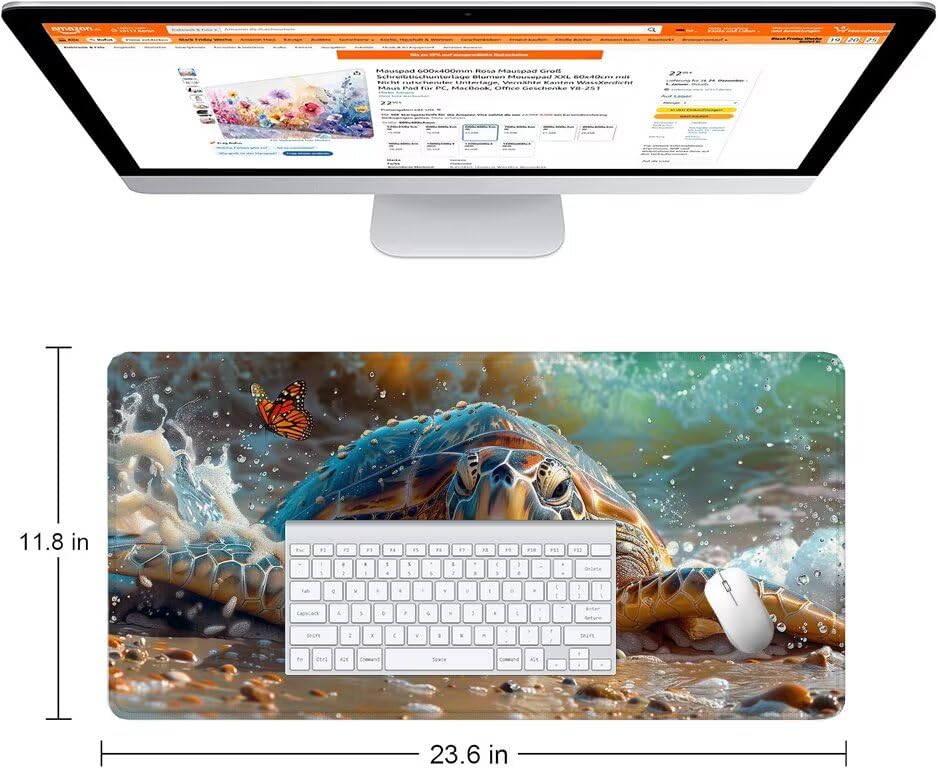 Schreibtischunterlage Meeresschildkröte Mauspad XXL 150x80cm Mousepad Niedlich Gaming Mauspad mit Nicht rutschender Unterlage, Vernähte Kanten WassXerdicht Anti-Rutsch Maus Pad für PC, Office F0-773 Bild 2