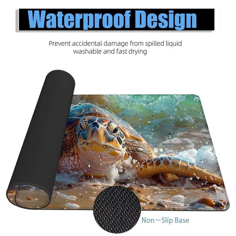 Schreibtischunterlage Meeresschildkröte Mauspad XXL 150x80cm Mousepad Niedlich Gaming Mauspad mit Nicht rutschender Unterlage, Vernähte Kanten WassXerdicht Anti-Rutsch Maus Pad für PC, Office F0-773 Bild 4