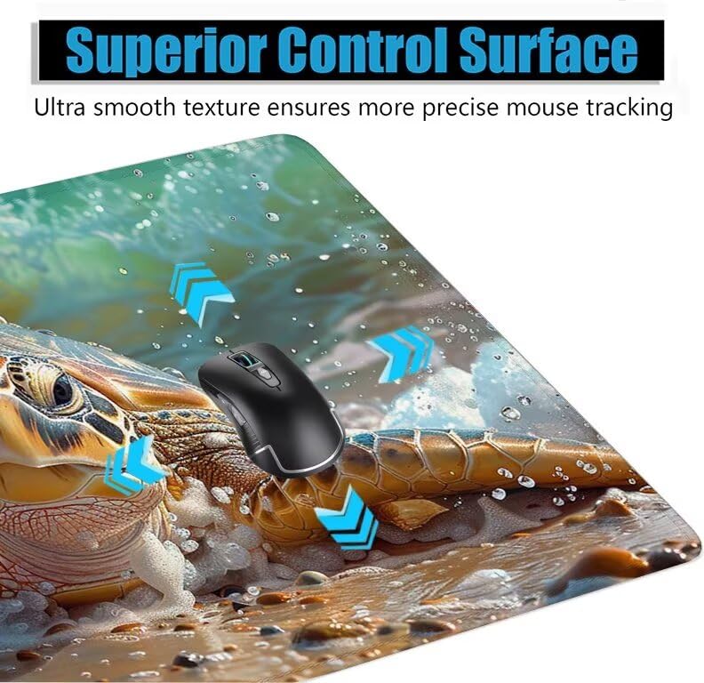 Schreibtischunterlage Meeresschildkröte Mauspad XXL 150x80cm Mousepad Niedlich Gaming Mauspad mit Nicht rutschender Unterlage, Vernähte Kanten WassXerdicht Anti-Rutsch Maus Pad für PC, Office F0-773 Bild 5