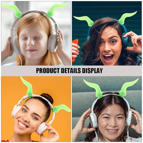 Levemolo 2 Stück Silikon Headset Hörner Zubehör Over Ear Gaming Kopfhörer Dekoration Halloween Grün Bild 4