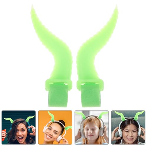 Levemolo 2 Stück Silikon Headset Hörner Zubehör Over Ear Gaming Kopfhörer Dekoration Halloween Grün Bild 6