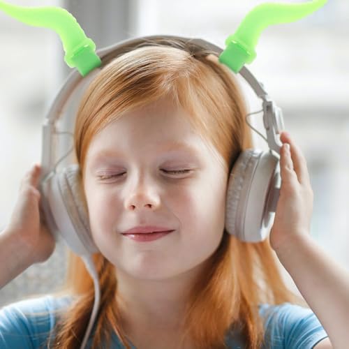 Levemolo 2 Stück Silikon Headset Hörner Zubehör Over Ear Gaming Kopfhörer Dekoration Halloween Grün Bild 7