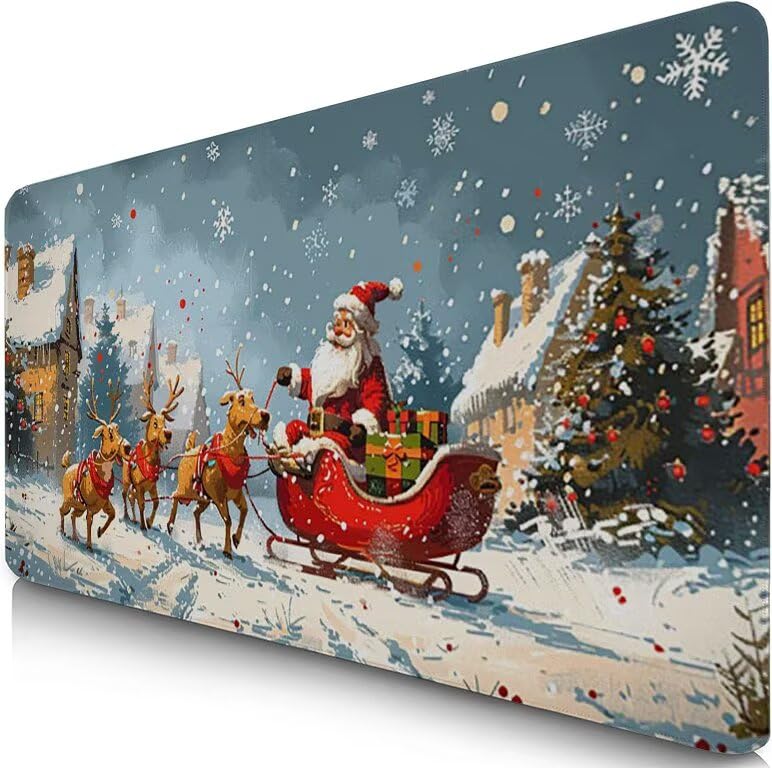 Schreibtischunterlage REH Mauspad XXL 150x80cm Mousepad Weihnachten Gaming Mauspad mit Nicht rutschender Unterlage, Vernähte Kanten WassXerdicht Anti-Rutsch Maus Pad für PC, MacBook, Laptop F0-737 Bild 1
