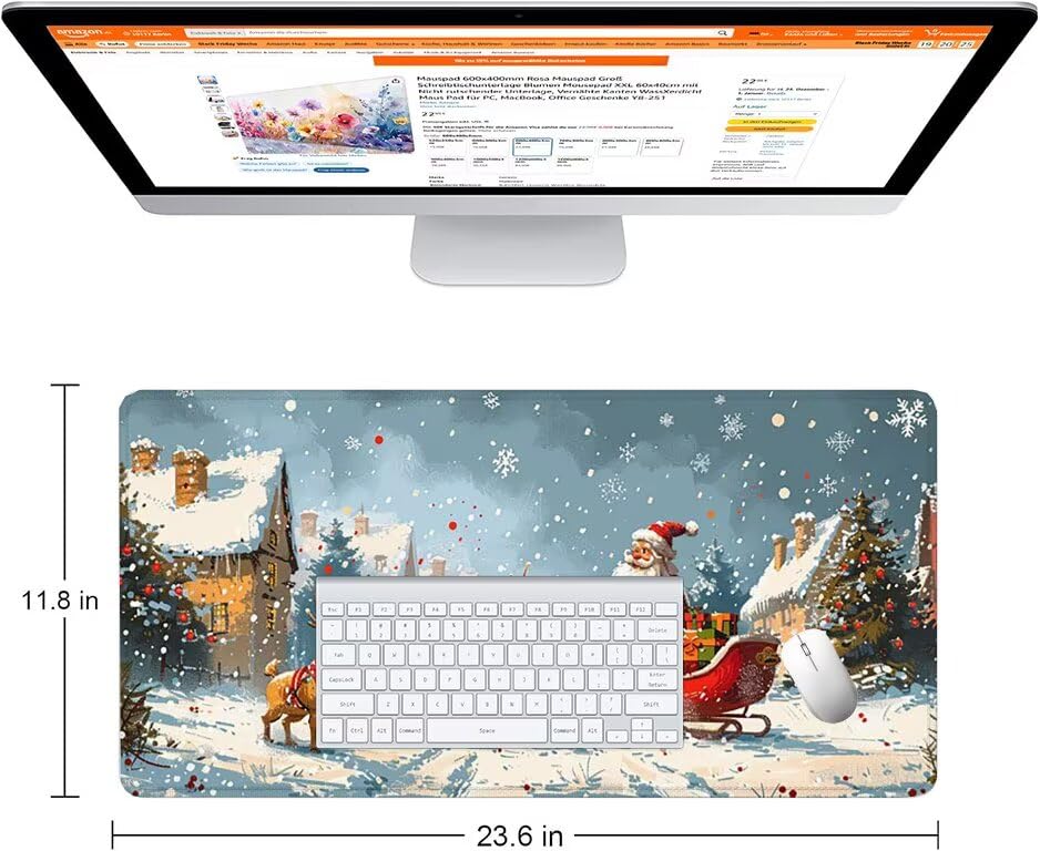 Schreibtischunterlage REH Mauspad XXL 150x80cm Mousepad Weihnachten Gaming Mauspad mit Nicht rutschender Unterlage, Vernähte Kanten WassXerdicht Anti-Rutsch Maus Pad für PC, MacBook, Laptop F0-737 Bild 2