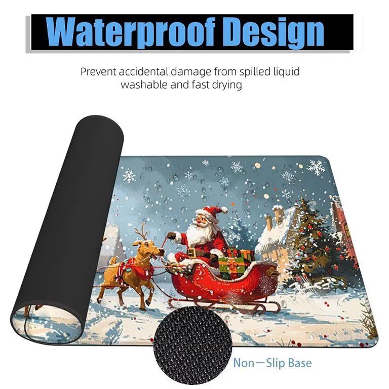 Schreibtischunterlage REH Mauspad XXL 150x80cm Mousepad Weihnachten Gaming Mauspad mit Nicht rutschender Unterlage, Vernähte Kanten WassXerdicht Anti-Rutsch Maus Pad für PC, MacBook, Laptop F0-737 Bild 4