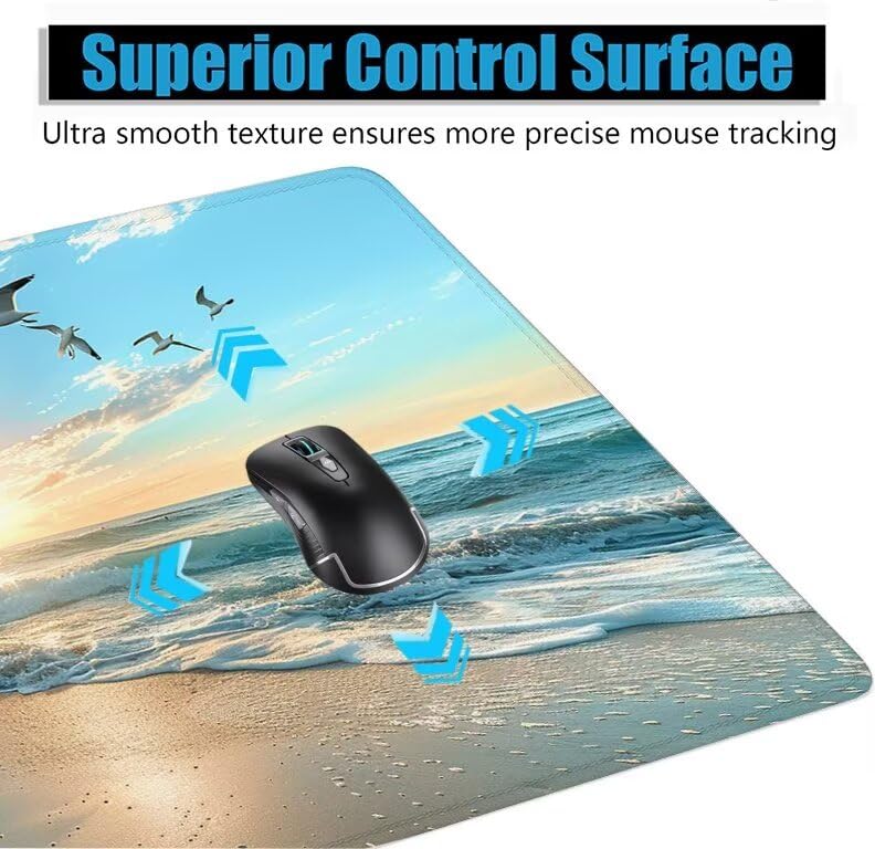 Schreibtischunterlage Taube Mauspad XXL 150x80cm Mousepad Strand Gaming Mauspad mit Nicht rutschender Unterlage, Vernähte Kanten WassXerdicht Anti-Rutsch Maus Pad für Laptop, Office Geschenke F0-782 Bild 5