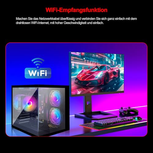 suevery Gaming PC R5 5600GT (6 Kerne 12 Threads, bis 4.6GHz) Desktop Computer Tower 16GB RAM | 512GB NVMe SSD | WLAN | Prebuilt Gamer PC (schwarz) Bild 6