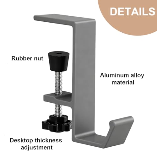 Headset Halterung, 2 Stück, Faltbar Headset Ständer Tisch Aluminium Kopfhörer Ständer mit Kabel-Organizer Headphone Haken, Gaming Headset Halterung Halter für Schlüssel Taschen Bild 3