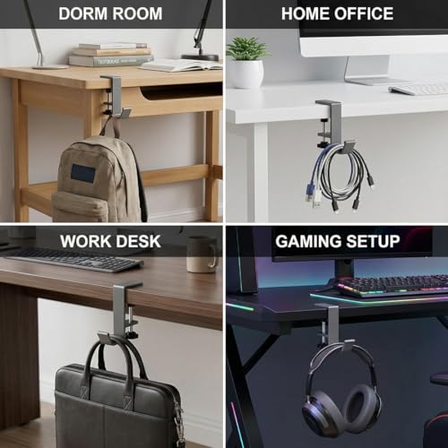 Headset Halterung, 2 Stück, Faltbar Headset Ständer Tisch Aluminium Kopfhörer Ständer mit Kabel-Organizer Headphone Haken, Gaming Headset Halterung Halter für Schlüssel Taschen Bild 5