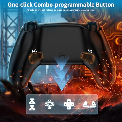 JORREP 2 Pack Wireless Controller für PS4,Gamepad Joystick, kompatibel mit PS4/PS3/Pro/Steam Deck/PC,mit RGB-Beleuchtung/Dual-Vibration/Turbo-Funktion/Bewegungssensor/programmierbar/Headset-Anschluss Bild 4