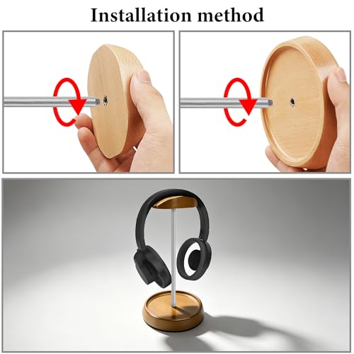 GEEKRIA Kopfhörerständer aus Holz mit Aluminium-Halterung, Premium Gaming-Headset-Ständer für den Schreibtisch, Stabiler Display-Hänger mit Ablage, kompatibel mit Sony Bose Sennheiser (Buchenholz) Bild 4
