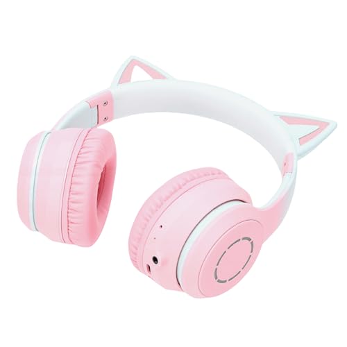 Katzenohr-Kopfhörer, Kabelloses Bluetooth 5.3-Gaming-Headset, 3,5-mm-AUX-Kabel, Abnehmbare Mikrofon-Kopfhörer, Ideal für Reisen, Faltbar mit LED-Licht (PINK) Bild 4