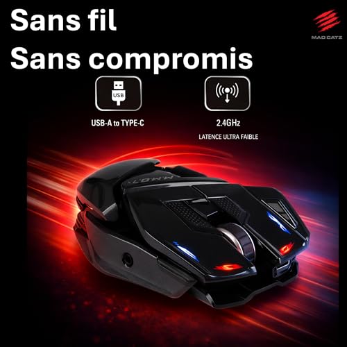 MAD CATZ M.M.O. 7+ Gaming-Maus MMO Kabelgebunden & Kabellos – 21 Programmierbare Eingänge + 5D-Schalter + Shift-Modus x2 + 5 Profile + PixArt 3395 Sensor 26.000 DPI – Ergonomisch für Rechtshänder Bild 5