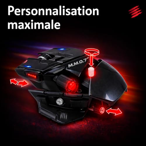 MAD CATZ M.M.O. 7+ Gaming-Maus MMO Kabelgebunden & Kabellos – 21 Programmierbare Eingänge + 5D-Schalter + Shift-Modus x2 + 5 Profile + PixArt 3395 Sensor 26.000 DPI – Ergonomisch für Rechtshänder Bild 6