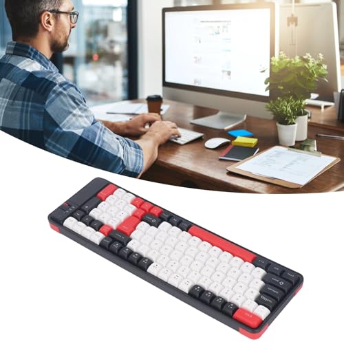 Cuifati Kabellose Bluetooth-Tastatur und -Maus-Kombination, 100-Tasten-Gaming-Tastatur mit 1600-DPI-Maus, Dual-Modus für PC, Laptop, Tablet (Rot) Bild 5