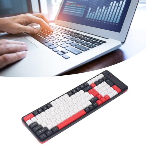 Cuifati Kabellose Bluetooth-Tastatur und -Maus-Kombination, 100-Tasten-Gaming-Tastatur mit 1600-DPI-Maus, Dual-Modus für PC, Laptop, Tablet (Rot) Bild 6