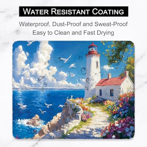Mauspad, 520 x 250 mm Gaming Mousepad mit Wasserdicht und Rutschfester Gummi klein Maus Pad für alle Maustypen, für PC-Büro, Arbeit, Gaming, Studium, Computer, Zuhause-Leuchtturm Landschaft S0F-105 Bild 3