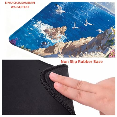 Mauspad, 520 x 250 mm Gaming Mousepad mit Wasserdicht und Rutschfester Gummi klein Maus Pad für alle Maustypen, für PC-Büro, Arbeit, Gaming, Studium, Computer, Zuhause-Leuchtturm Landschaft S0F-105 Bild 4