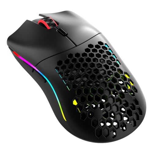 GLORIOUS Model O Classic Wireless Gaming-Maus für PC – Niedrige Latenz, 19k-DPI-Sensor, leichtes Wabendesign 69 g, anpassbares RGB, mechanische 100M-Klick-Schalter, programmierbare Tasten – Schwarz Bild 1