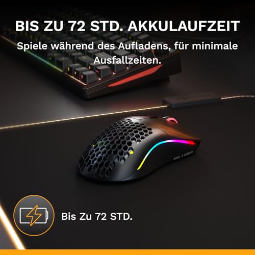 GLORIOUS Model O Classic Wireless Gaming-Maus für PC – Niedrige Latenz, 19k-DPI-Sensor, leichtes Wabendesign 69 g, anpassbares RGB, mechanische 100M-Klick-Schalter, programmierbare Tasten – Schwarz Bild 5