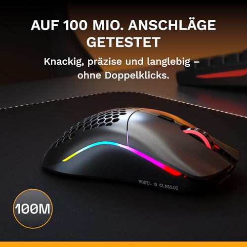 GLORIOUS Model O Classic Wireless Gaming-Maus für PC – Niedrige Latenz, 19k-DPI-Sensor, leichtes Wabendesign 69 g, anpassbares RGB, mechanische 100M-Klick-Schalter, programmierbare Tasten – Schwarz Bild 6
