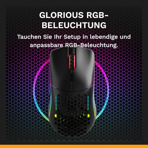 GLORIOUS Model O Classic Wireless Gaming-Maus für PC – Niedrige Latenz, 19k-DPI-Sensor, leichtes Wabendesign 69 g, anpassbares RGB, mechanische 100M-Klick-Schalter, programmierbare Tasten – Schwarz Bild 7