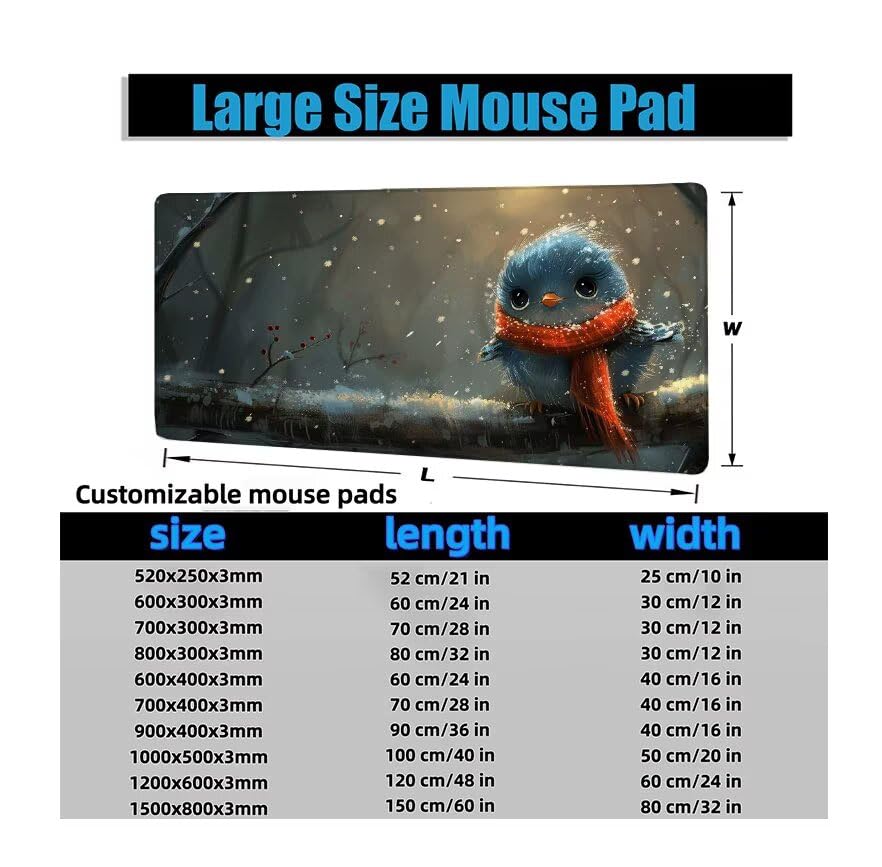 Schreibtischunterlage Anime Mauspad XXL 150x80cm Mousepad Vogel Gaming Mauspad mit Nicht rutschender Unterlage, Vernähte Kanten WassXerdicht Anti-Rutsch Maus Pad für Laptop, Office Geschenke F0-803 Bild 6
