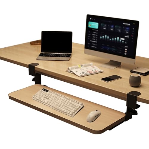 Benutzerdefiniertes Tastenkappen-Set und Tastaturablage unter dem Schreibtisch, ausziehbare Tastaturablage, Holztastatur und Maus, 75 x 24 cm, ideal für Heimbüro und Gaming-Wortate Bild 1