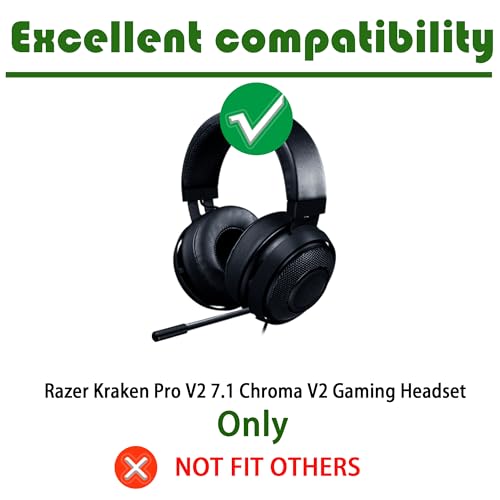 Ersatz Ohrpolster Kompatibel mit Razer Kraken Pro V2 7.1/Chroma Kraken V2 Gaming Headset Ersatz-Ohrpolster mit Proteinkunstleder Bild 2