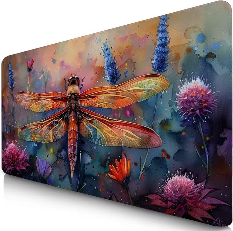 Schreibtischunterlage Farbe Mauspad XXL 150x80cm Mousepad Libelle Gaming Mauspad mit Nicht rutschender Unterlage, Vernähte Kanten WassXerdicht Anti-Rutsch Maus Pad für PC, Office Geschenke F0-836 Bild 1