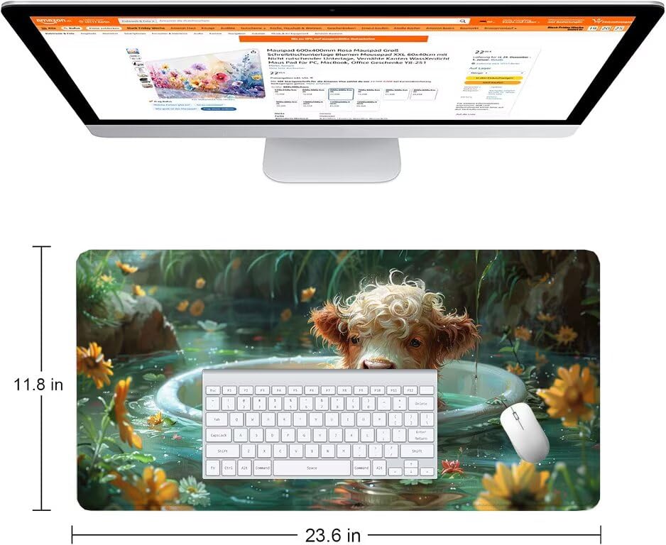 Schreibtischunterlage Ochse Mauspad XXL 150x80cm Mousepad See Gaming Mauspad mit Nicht rutschender Unterlage, Vernähte Kanten WassXerdicht Anti-Rutsch Maus Pad für PC, MacBook, Laptop, Office F0-812 Bild 2