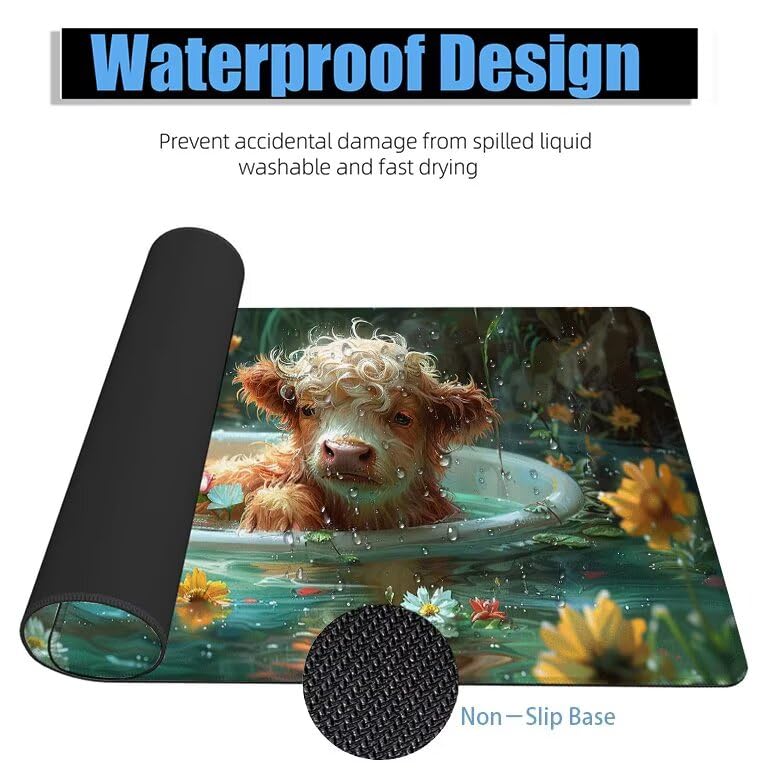 Schreibtischunterlage Ochse Mauspad XXL 150x80cm Mousepad See Gaming Mauspad mit Nicht rutschender Unterlage, Vernähte Kanten WassXerdicht Anti-Rutsch Maus Pad für PC, MacBook, Laptop, Office F0-812 Bild 4