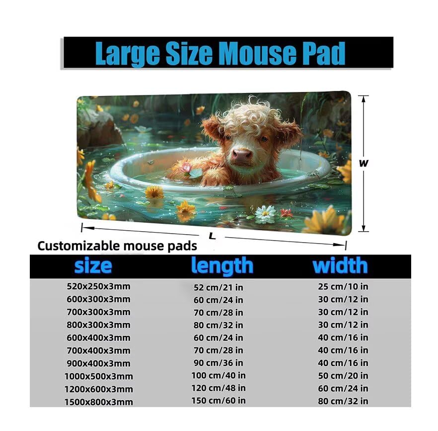Schreibtischunterlage Ochse Mauspad XXL 150x80cm Mousepad See Gaming Mauspad mit Nicht rutschender Unterlage, Vernähte Kanten WassXerdicht Anti-Rutsch Maus Pad für PC, MacBook, Laptop, Office F0-812 Bild 6